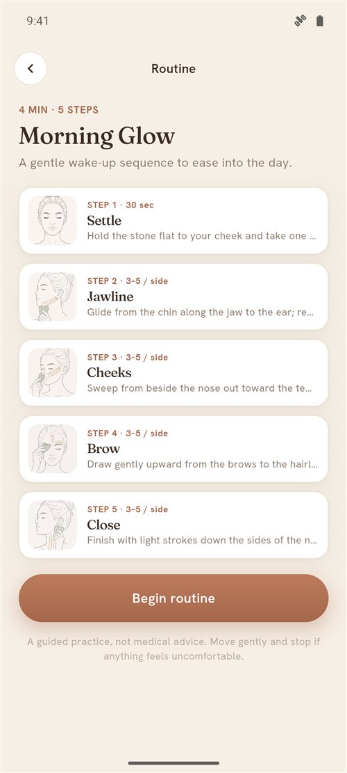 Remi gua sha routine with five illustrated steps
